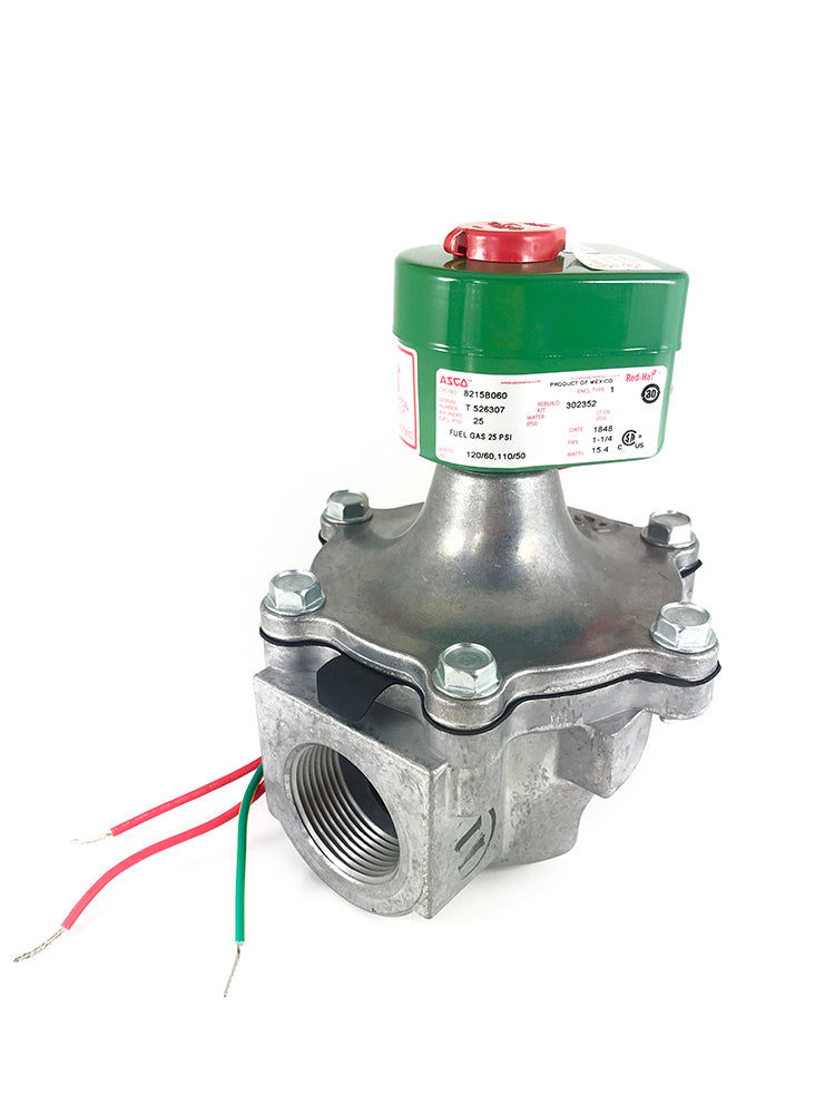 8215B060-120/60: 1-1/4" NPT N.C. 0 Min Diff. 32cv 1,730,000BTU/Hr 120VAC 25PSI Air/Fuel/Gas