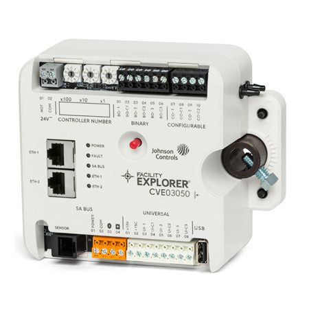 F4-CVE03050-0P: Geo. Restricted Product, 8-point VAV Box Ethernet Ctlr w/integral position potentiometer, BACnet/IP comm; 8 I/O points (3 UIs, 2 COs, 3 BOs)