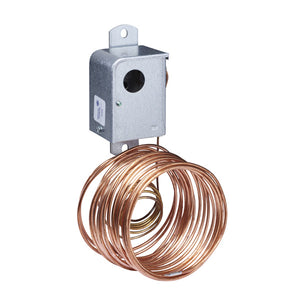 a coil of copper wire coming from an outlet box