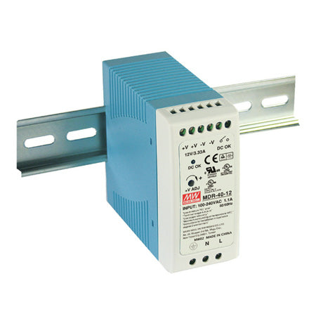 MDR-40-24: AC-DC Industrial DIN rail power supply, plastic case