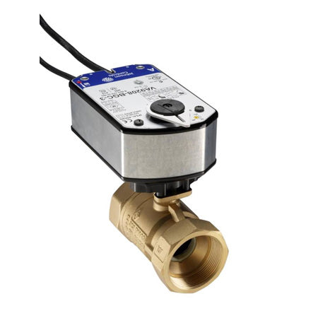 VG1241ES+958BGC: 1-1/2" 2-Way Valve Assembly, Spring Return, Normally Closed, Brass Trim