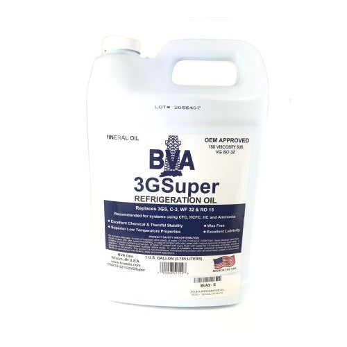 BVA3 - G: BVA REFRIGERATION OIL, ISO32 - 150 SUS, CFC & HFC Mineral Oil, Gallon (NAPHTHENIC) **HAZMAT SHIPPING CHARGES WILL APPLY**