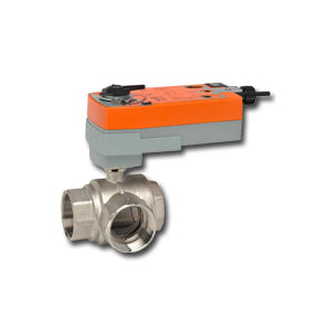 B338+AFRB24-SR: Characterized Control Valve (CCV), 1 1/2", 3-way, Cv 19 Valve Actuator, Spring return, AC/DC 24 V, DC 2...10 V