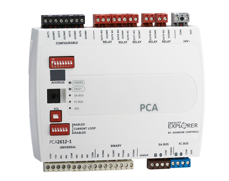 FX-PCA2612-1: Geo. Restricted Product, 18-Point Advanced Application Programmable Controller with 5 UI, 4 BI, 4 CO, 2 SPDT relay type BO, and 3 SPST relay