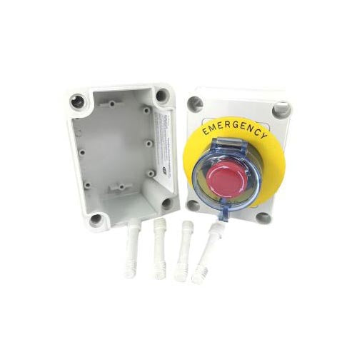 JZ-4000: Emergency Stop with Nema 4 enclosure, 3 contacts 1NO 2NC, Twist release push button, poly carbonite shroud