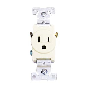 MA-7615: Single Ivory, 15A, 125V Nema, 5-15R Straight Blade Recept.