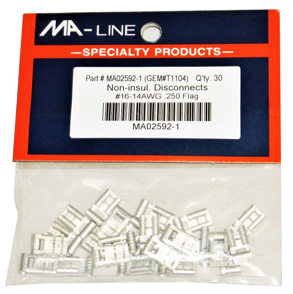 MA02592-1: Non-Insulated Flag Disconnects 16-14AWG 0.250 Tab 30/PKG.