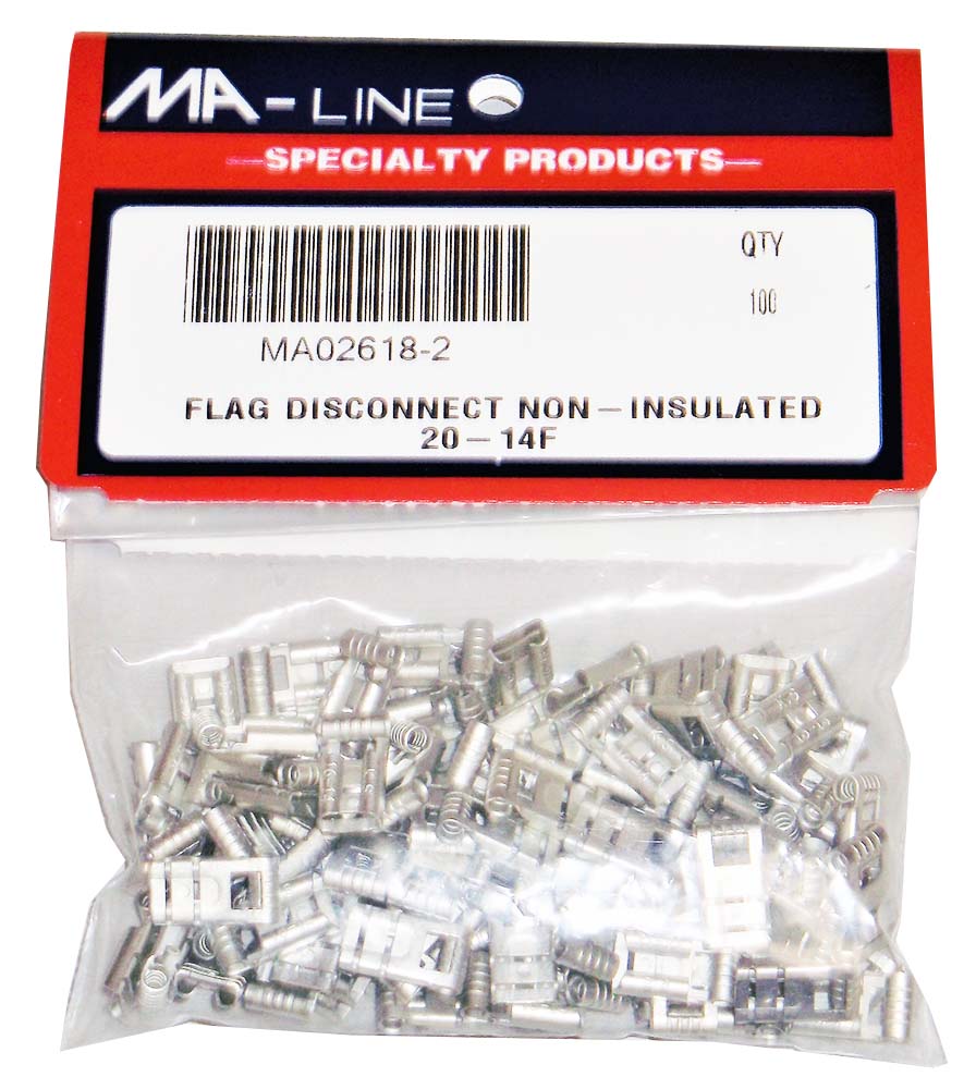 MA02618-2: Non-Insulated Flag Disconnects 16-14AWG 0.250 Tab 100/PKG.