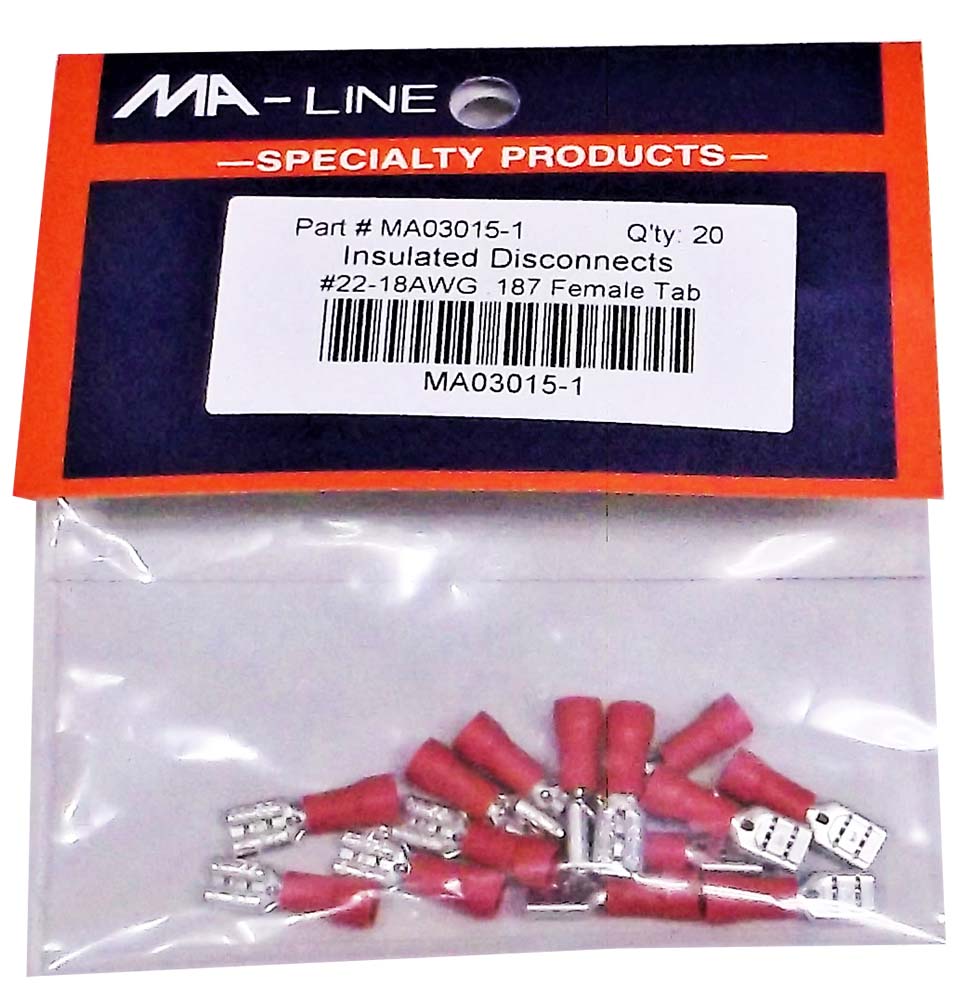 MA03013-2: Insulated Quick Disconnects 22-18AWG Female 0.250 Tab 100/PKG.