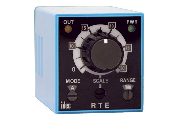 RTE-P1AD24: IDC Electrical, Timer, 24Vac/24Vdc Input Voltage, 2-DPDT Contacts, Power Triggered RTE Series Analog Timer with ON-delay, Interval, Cycle OFF