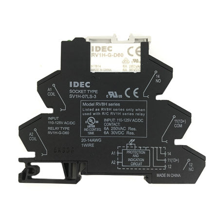 RV8H-S-AD110: 6mm interface relay 120VAC SPDT