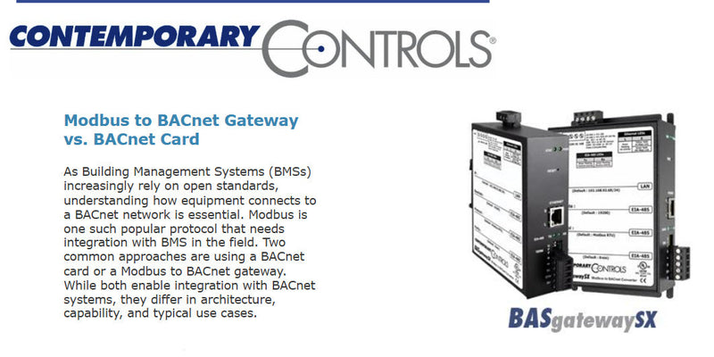 Modbus to BACnet Gateway vs. BACnet Card