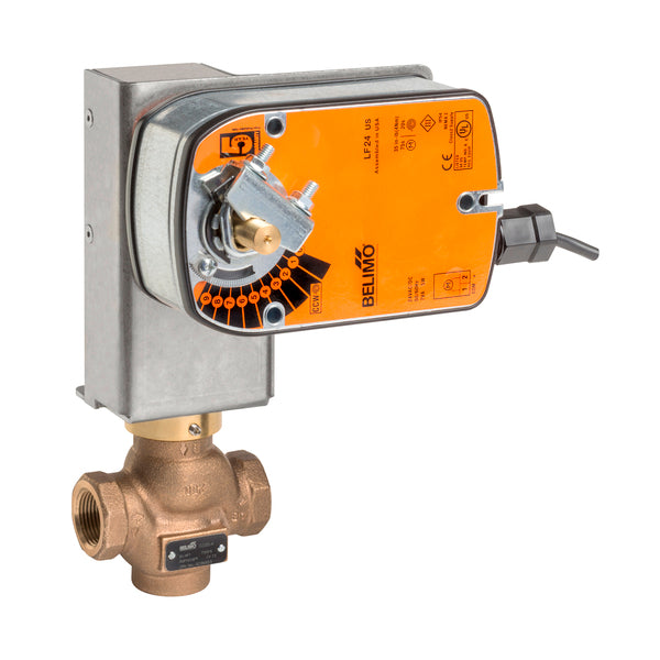 G220B-K+LF24-SR US: Valve, Assembly, 3/4", NPT, 2-10Vdc, 4-20mA with 500 ohm resistor, 24Vac, 24Vdc, 2 Way 7.5 Cv Modified Equal Percentage Flow Bronze Body