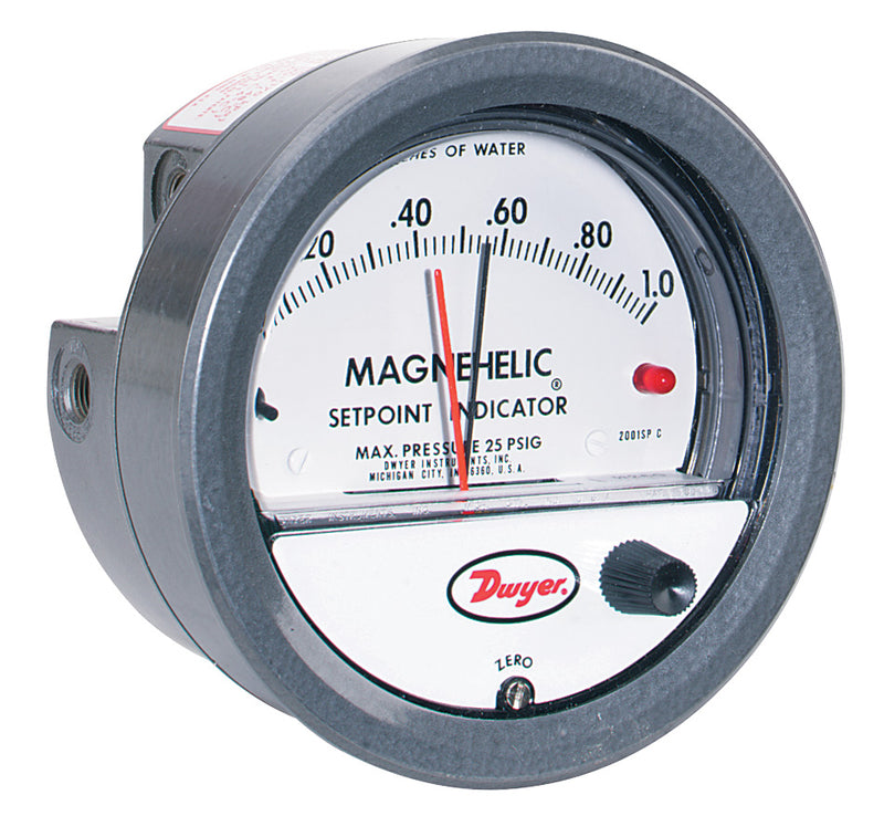 2002: Magnehelic Differential pressure gage, range 0-2.0" w.c., minor divisions .05.