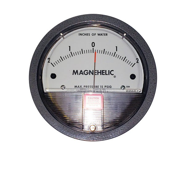 2304: Differential Pressure Guage, range 2-0-2" w.c., minor divisions