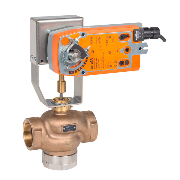 G350B-N+AFB24-SR-X1: Globe Valve, 2", 3-way, ANSI Class 250, Cv 41  Valve Actuator, Spring return, AC/DC 24 V, modulating Actuator fitted