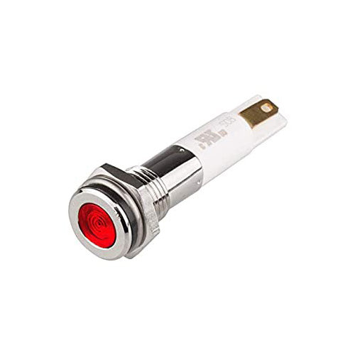 H08F-24R: High Intensity LED Indicator 8MM Mounting Flat Head Red 24V