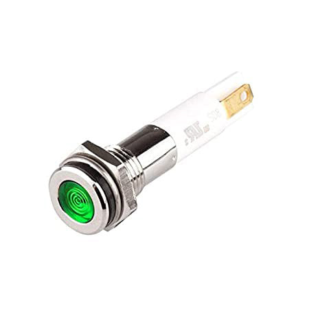 H08F-10G: High Intensity LED Indicator 8MM Mounting Flat Head Green 120V