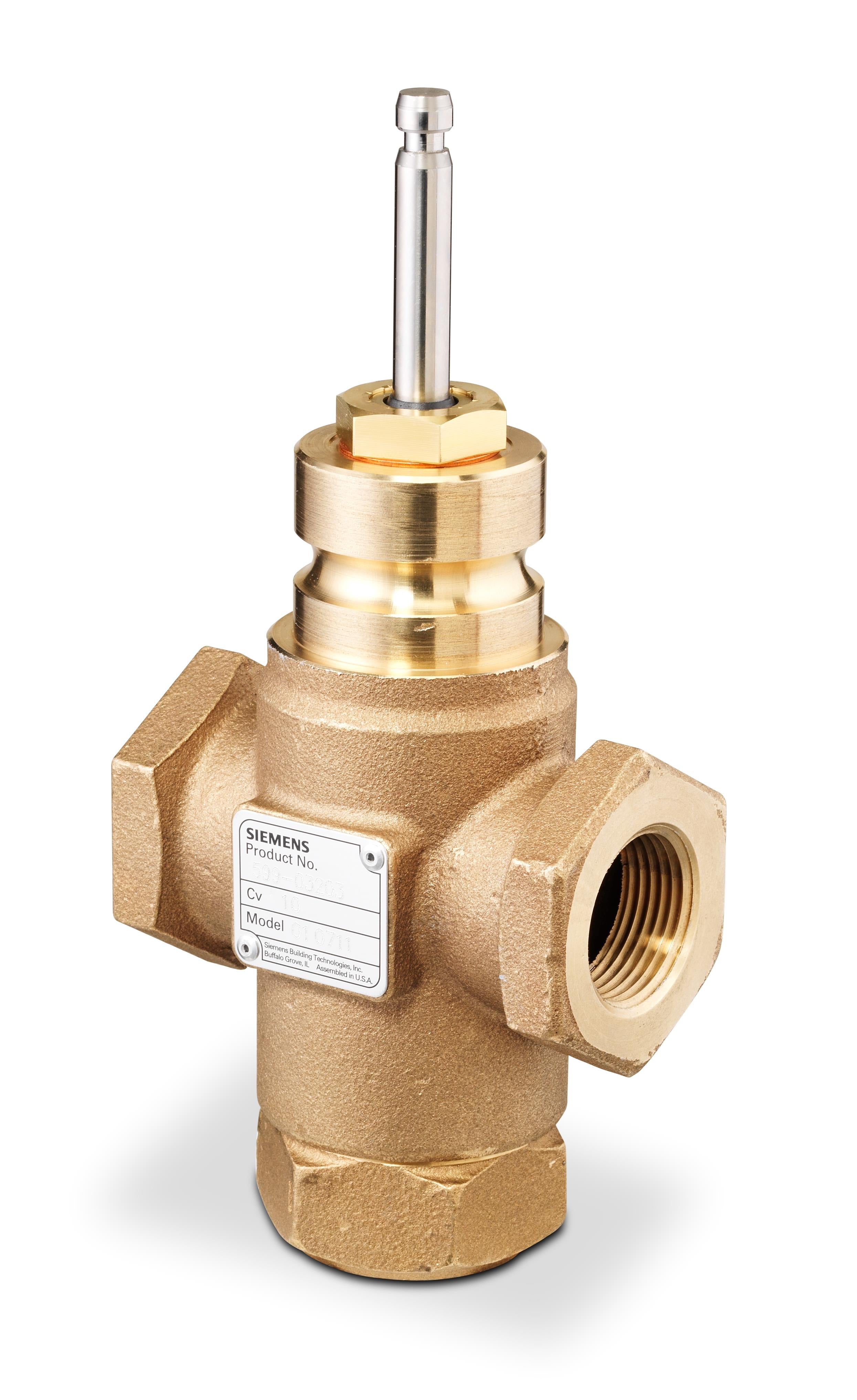 599-03205: Siemens Valve,Globe, 3 Way Mixing, 1 1/2", NPT, 25 Cv Bronze Body with Brass Trim