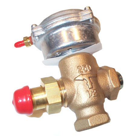 257-02043: Siemens Valve,Assembly, 2 Way Normally Open, 1/2", Angle NPT x Union Male, 4.0 Cv Equal Percentage Flow Forged Brass Body with Brass Trim and