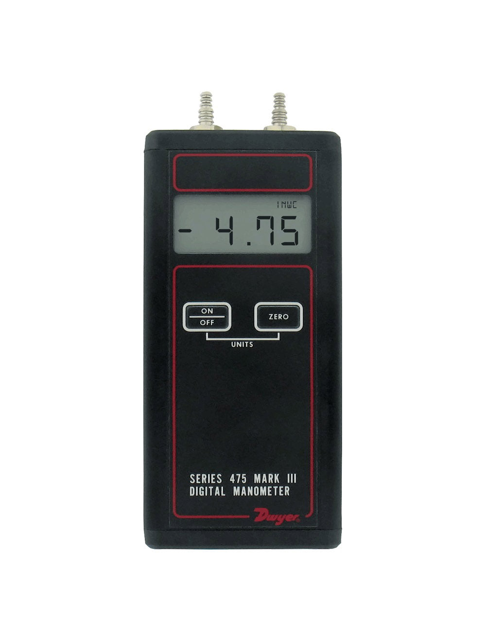 475-3-FM: Handheld digital manometer, range 0-200.0" w.c. Max pressure 30psig