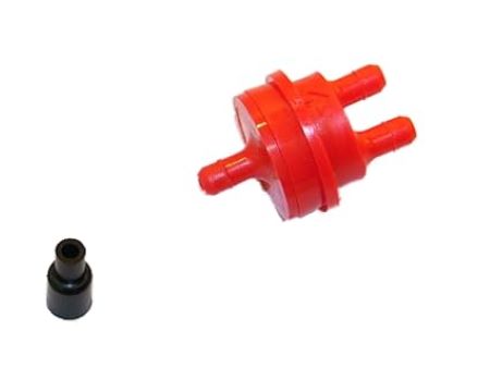 14002913-002: .007" In Line Filtered Restriction Assembly, Red, 1/4" Inlet and Outlets