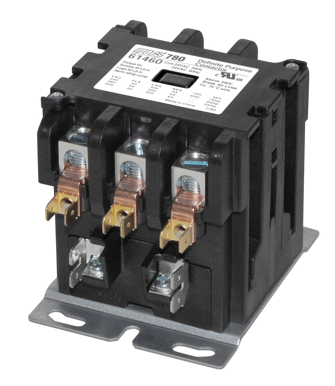 61460: 3P 50A 24V CONTACTOR BOX LUG TERM