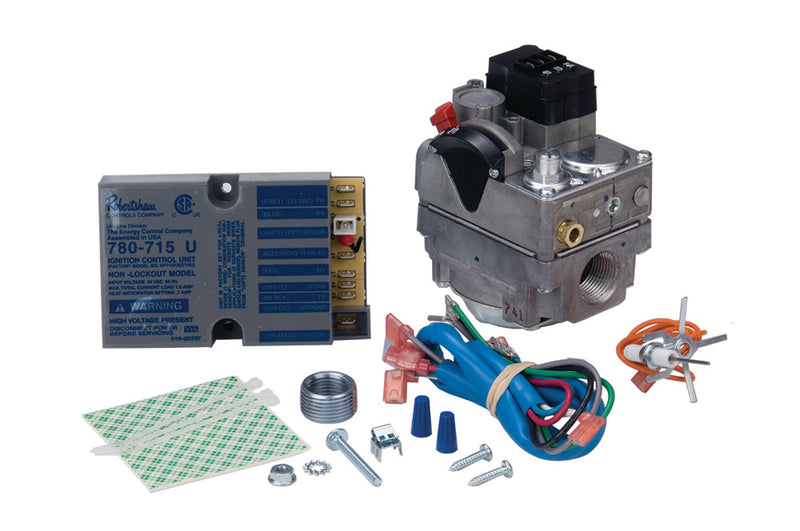 712-017: IP ignition kit Includes 720-070 Gas Valve 1/2x3/4" 780-715 Ignition module, 1751-729 Ignitor & Wiring harness for Natural gas