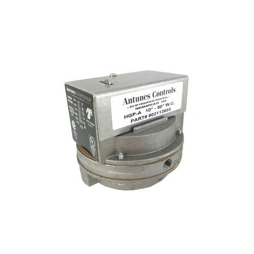 803112603: 10-50"wc Manual Reset SPDT High Gas Pressure Switch with 1/4" NPT Connection and 1/8" NPT Vent (HGP-A)