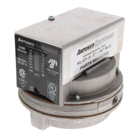 803112701: 1-6"wc Auto Reset SPDT Low Gas Pressure Switch with 1/4" NPT Connection and 1/8" NPT Vent (RLGP-A)