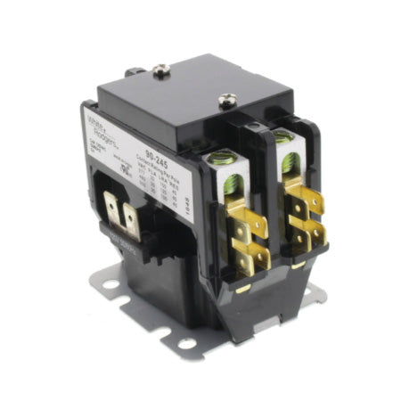 90-245: 2 Pole Contactor, 120 VAC Coil, 30 Amp Contacts, 224 Ohms DC Resistance, 50 mA, 6 VA (Nominal), Maximum 32 VA (Inrush)