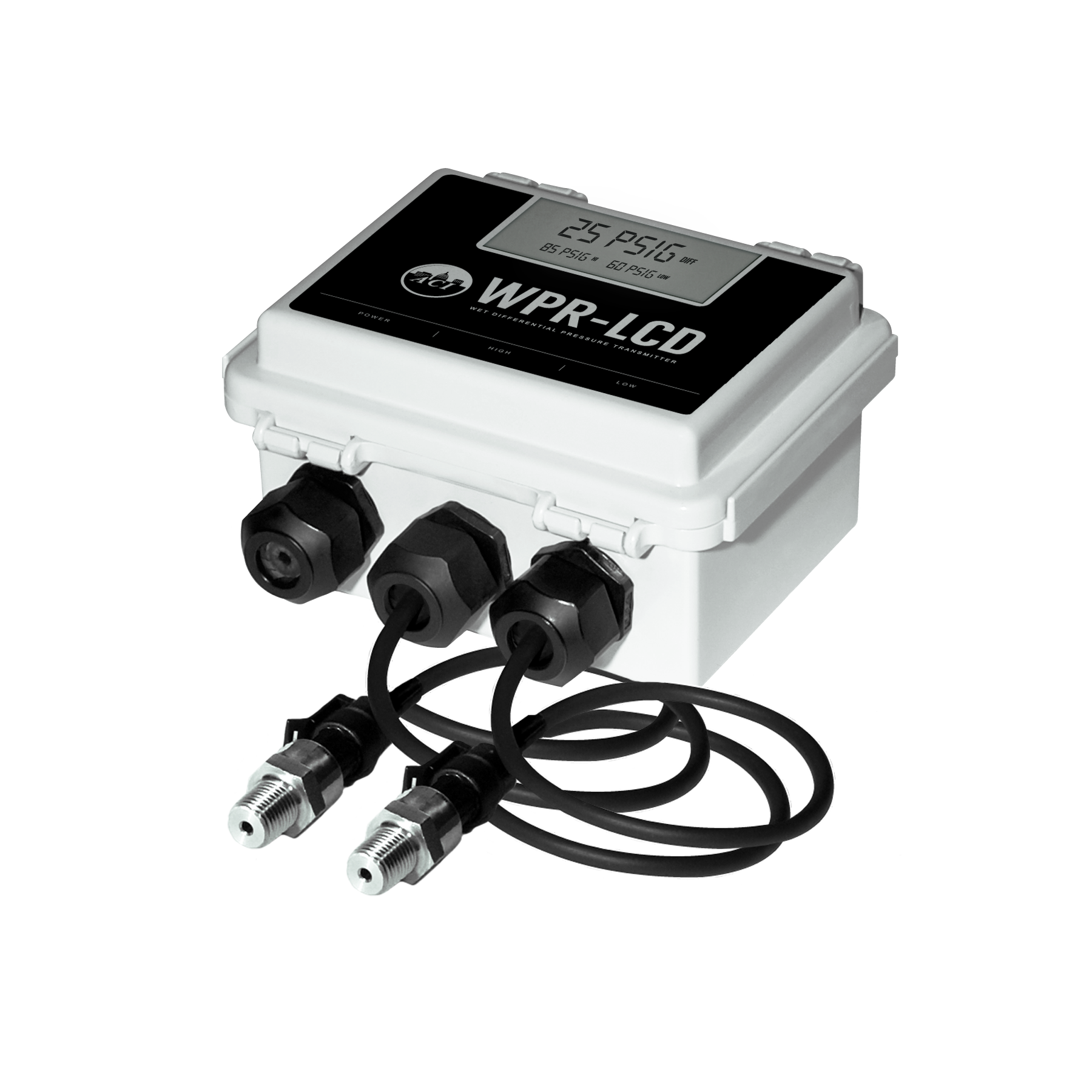 A/WPR2-100-10: Wet to Wet Diff Pressure Transducer w/Remote Probes 4-20mA, 0-5, 0-10VDC, 0-15, 0-25, 0-50, 0-100