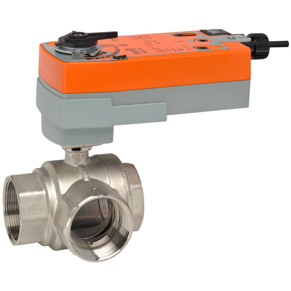 B350L+AFRX24-MFT: 2" 3-WAY BALL VALVE MODULATING SPRING RETURN