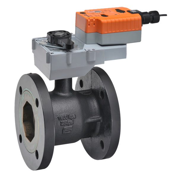 B6400S-186+GKRX24-3: CCV 4"2 Way ball valve 186Cv with Electronic Fail-Safe 24V Floating ON OFF Actuator