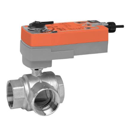 B350+AFRB24-SR: Characterized Control Valve (CCV), 2", 3-way, Cv 57  Valve Actuator, Spring return, AC/DC 24 V, 2...10 V, Modulating Actuator fitted   NO/FO