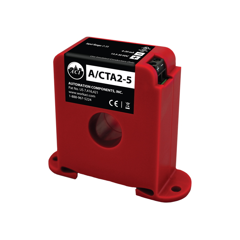 A/CTA-5: Current Transmitter, Solid Core, 4-20mA output, 0-5 Amp Fixed output