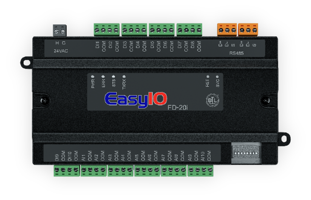 EasyIO-FD-20i: 20 Point IO Expansion Module, BACnet/Modbus, 10 UI, 10 DI