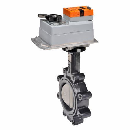 F6100HD+DKRX24-MFT-T: Butterfly Valve,4",2 Way,600Cv,w/ Electronic Fail-Safe,24V,MFT