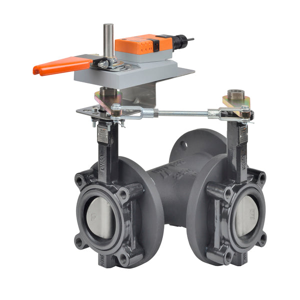 F765HD+GMX24-MFT-X1: Butterfly Valve,2.5",3 Way,196Cv,w/ Non-Spring,24V,MFT