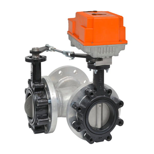 F7100HD+PKRXUP-MFT-T: Belimo Butterfly Valve,4",3 Way,600Cv,w/ Electronic Fail-Safe,120V,On Off, SW Nema4x