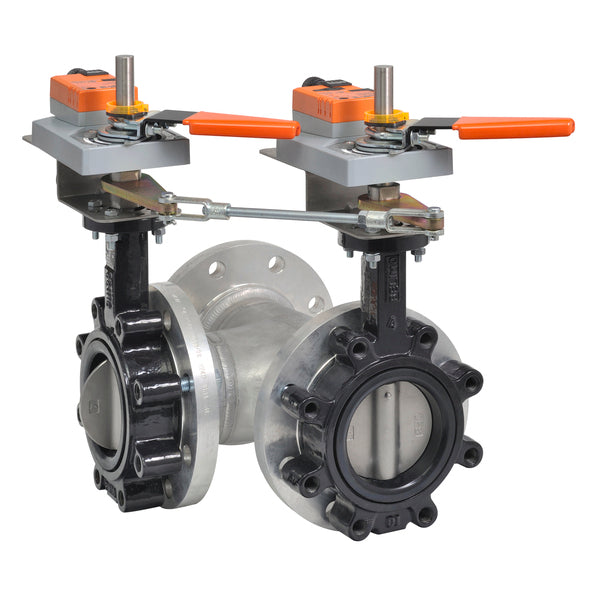 F7125HDU+2*GMX24-MFT-X1: Butterfly Valve,5",3 Way,1022Cv,w/ Non-Spring,24V,MFT