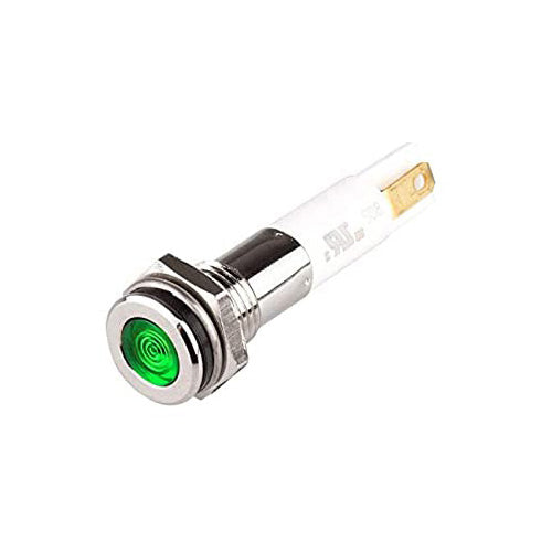 H08F-24G: High Intensity LED Indicator 8MM Mounting Flat Head Green 24V