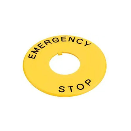 HWAV-27: 22MM E-Stop Yellow Nameplate, EMERGENCY STOP