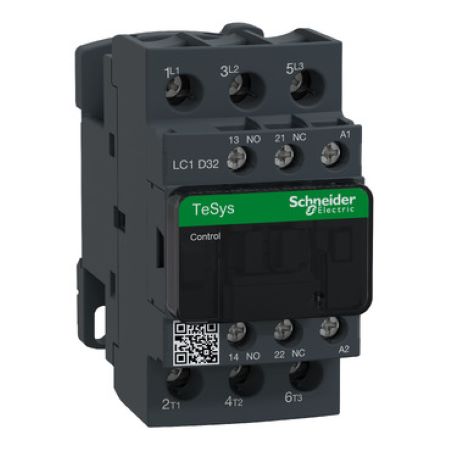 LC1D32B7: IEC contactor, TeSys Deca, nonreversing, 32A, 20HP at 480VAC