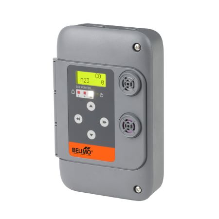 22G0214-5A: Gas monitor, Carbon monoxide (CO), 0-250 ppm, Nitrogen dioxide (NO2), 0-10 ppm, CAN bus, BACnet MS/TP, 1 Relay, 2 Analog Outputs