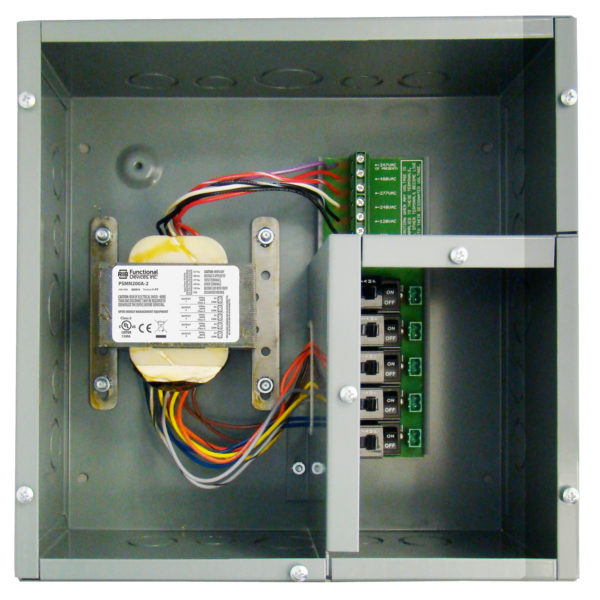 PSH200A-LVC: Enclosed low voltage compartment 40VAx5 120-480 to 24Vac UL Class 2 power supply