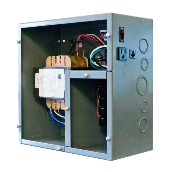 PSH500AB10-LVC: 500 VA Power Supply, Five 100 VA Class 2 Outputs, 120 Vac to 24 Vac, Hi/Lo Voltage Separate Wiring Compartments, Exterior 120 Vac Receptacle and