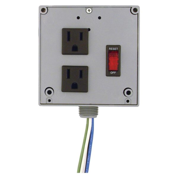 PSPW2RB4: Enclosed Power Control Cntr, 4A Breaker/Switch, 120Vac, 2 outlets, wires