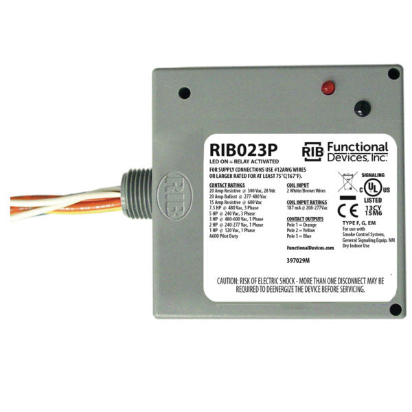 RIB023P: Enclosed Relay 20Amp 3PST 208-277Vac