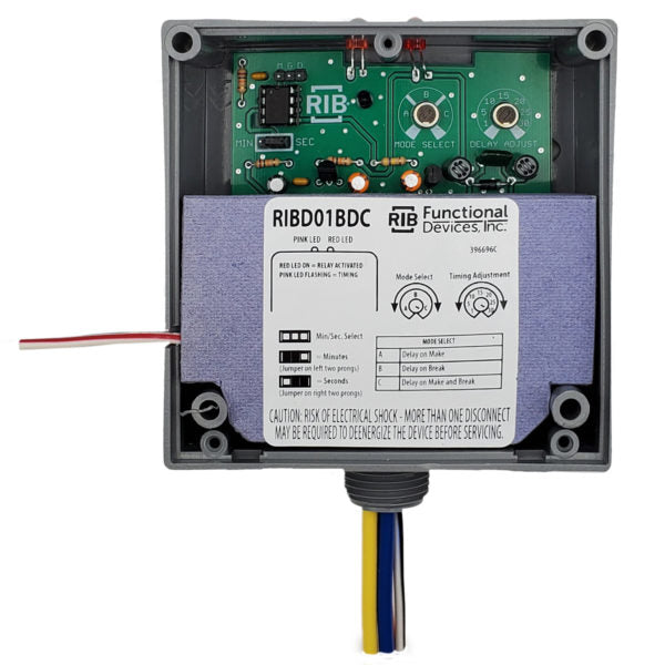 RIBD01BDC: Enclosed Time Delay Relay 20 Amp SPDT, Class 2 Dry Contact Input, 120 Vac Power Input